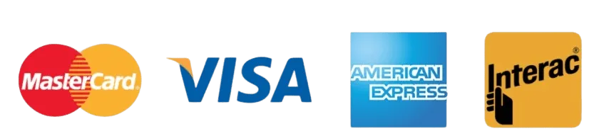 Accepted payment methods: Mastercard, Visa, American Express and Interac